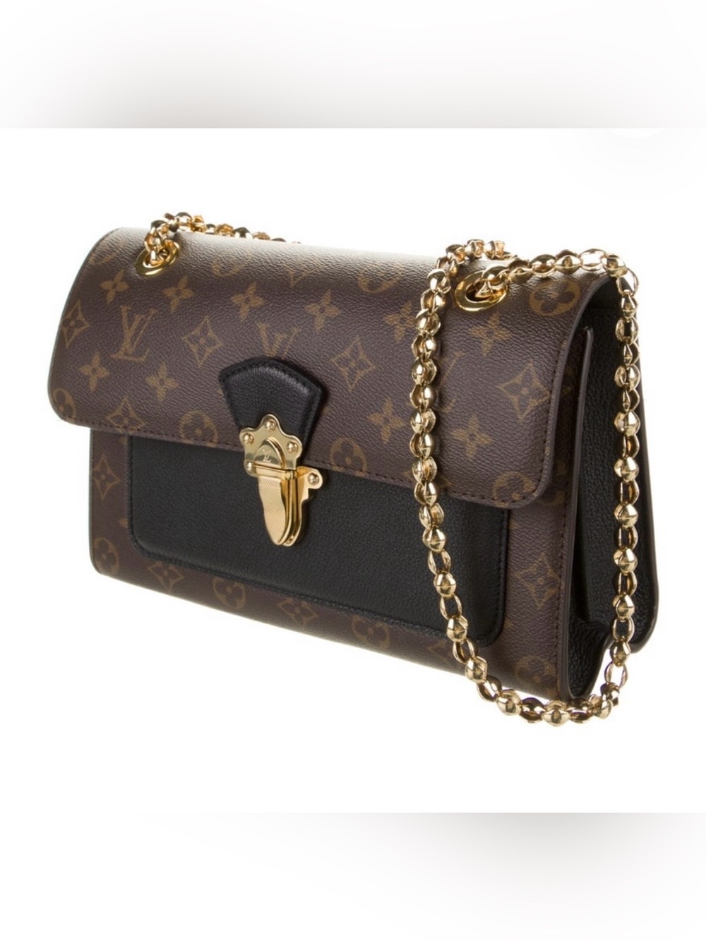 Louis Vuitton Monogram Canvas Shoulder Bag in Brown & Black with Gold Hardware - Picture 3 of 14